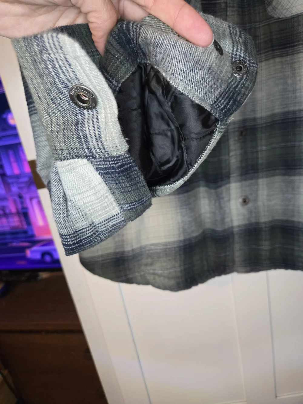 Grizzly Mountain Men M Sherpa Lined Flannel Shirt Jacket Green Plaid Shacket